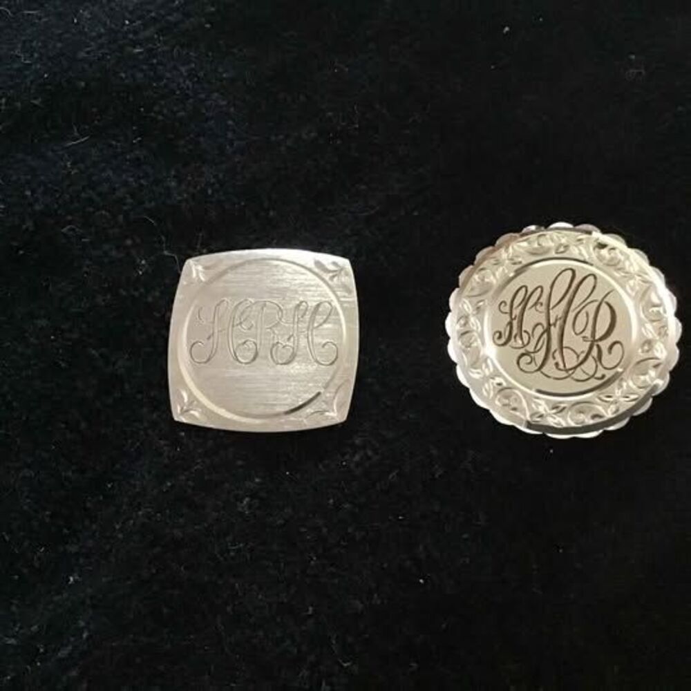 Vintage Sterling Silver Monogrammed Brooches